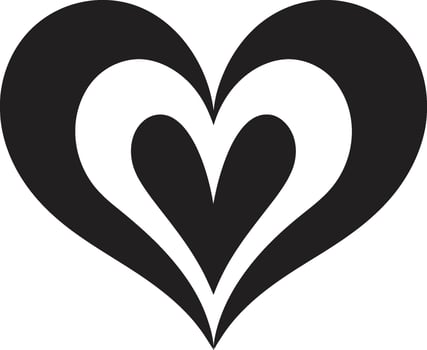 Abstract Love Symbol Stylish Black Heart Graceful Abstract Heart Refined Black Decorative Element vector