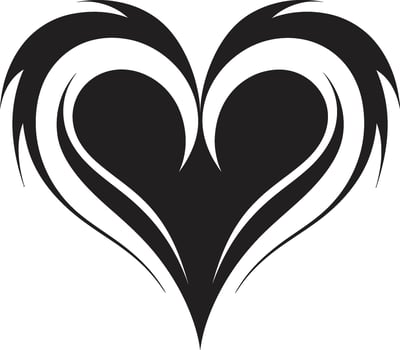 Intricate Heart Silhouette Stylish Black Decorative Element Stylish Minimalist Heart Graceful Abstract Symbol vector