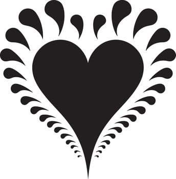 Elegant Black Heart Contemporary Decorative Intricate Heart Silhouette Refined Black Abstract Symbol vector