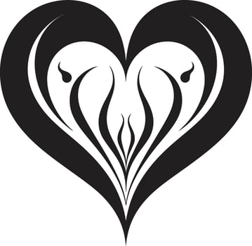Graceful Abstract Heart Sophisticated Element Chic Decorative Intriguing Black Graphic Heart vector