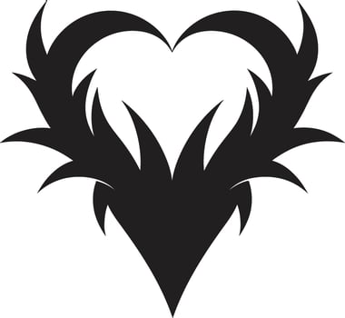 Intricate Heart Silhouette Minimalistic Black Decorative Stylish Minimalist Heart Intriguing Symbol vector
