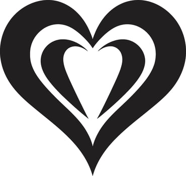 Sleek Heart Intriguing Black Graphic Symbol Graceful Abstract Heart Refined Element vector