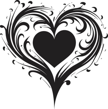 Intricate Heart Silhouette Elegant Graphic with Black Color Scheme Stylish Minimalist Heart Contemporary with Abstract Decorative Features vector
