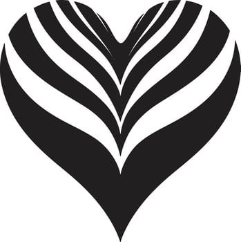 Minimalist Heart Sleek Graphic with Abstract Black Element Elegant Black Heart Contemporary Graphic with Decorative Touches vector