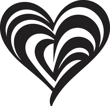 Intricate Heart Silhouette Stylish Black Graphic with Decorative Flourishes Stylish Minimalist Heart Contemporary Black Graphic with Abstract Elements vector