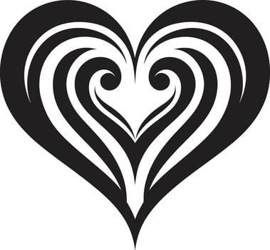 Sophisticated Heart Symbol Sleek Art Abstract Love Refined Black Heart vector