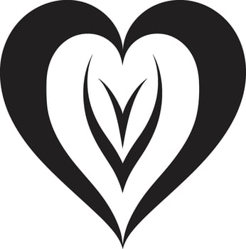 Stylish Minimalist Heart Intriguing Black Graphic with Decorative Elements Sleek Heart Graceful Black Graphic with Abstract Flourishes vector