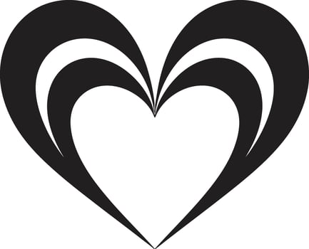 Black Symphony Abstract Decorative Heart Shape Ink Noir Elegance Intricate Graphics of Black Heart vector