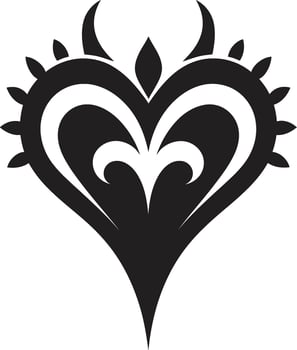 Ink Noir Sonata Sophisticated Black Heart Shape Art Silent Symphony Sleek Black Heart Graphic vector