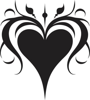 Dark Harmony Sophisticated Black Heart Gothic Grace Chic Graphics of Black Heart vector