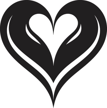 Sable Sonata Refined Black Heart Shape Dark Whisper Sophisticated Abstract Black Heart vector