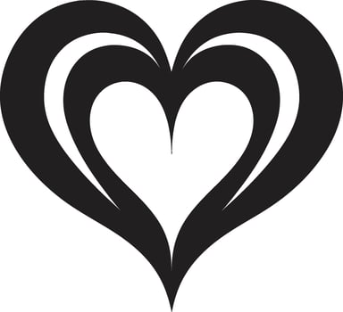 Abstract Love Symbol Graceful Heart Art Minimalistic Heart Intricate Black vector