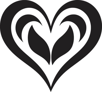 Minimalistic Heart Intricate Black Unique Black Heart Shape Stylish Element vector