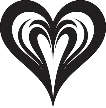 Sable Sonata Minimalistic Abstract Black Heart Symbol Dark Whisper Refined Black Heart vector