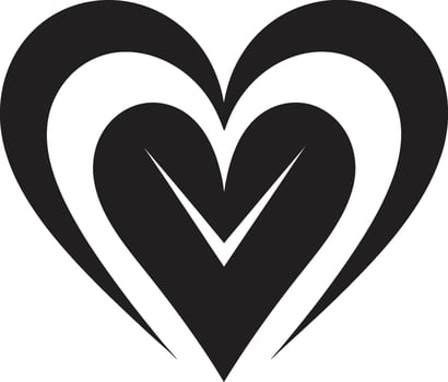 Elegant Heart Silhouette Chic Abstract Intricate Black Heart Minimalist Decorative vector