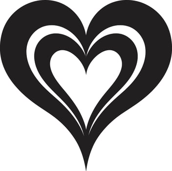 Chic Black Heart Sleek Decorative Sophisticated Heart Emblem Modern Art vector