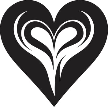 Classy Heart Stylish Decorative Element Sleek Black Heart Minimal vector