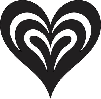 Modern Heart Silhouette Chic Decorative Shape Delicate Black Heart Intricate Symbol vector
