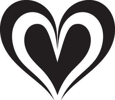 Chic Black Heart Sleek Decorative Shape Sophisticated Heart Emblem Intricate Art vector