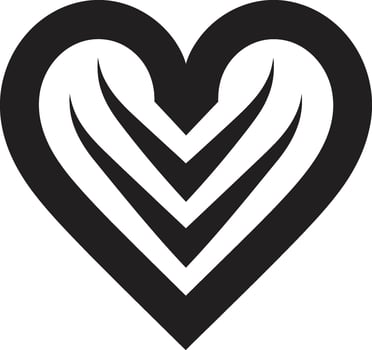 Artistic Heart Minimalist Decorative Symbol Modern Heart Silhouette Intricate Black Element vector