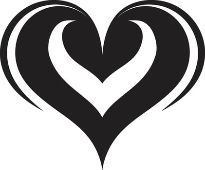 Sleek Black Heart Modern Shape Artistic Heart Minimalist Decorative Symbol vector