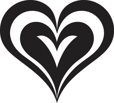 Unique Black Heart Sophisticated Abstract Shape Graceful Heart Silhouette Stylish vector