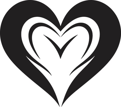 Abstract Love Symbol Sleek Black Heart Element Minimalist Heart Refined Decorative Art vector