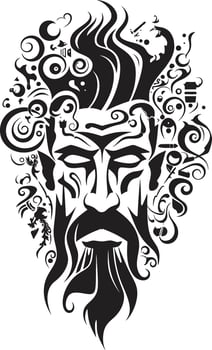 Ethereal Expression Contemporary Graphics of Black Mans Visage Shadowed Gaze Abstract Woman Face in Noir vector