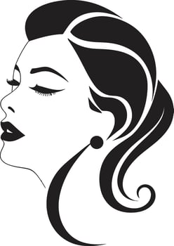Sleek Noir Portrait Modern of Black Woman Face Silent Symphony Refined Abstract Woman Face Element vector