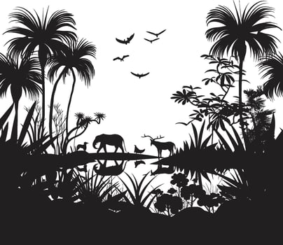 Ebony Rainforest Dark Jungle Noir Nook Black Jungle vector