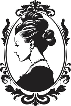 Vintage Floral Vision Womans Face Retro Rose Reverie Black Floral Border vector