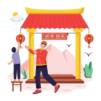 Chinese New Year Flat Illustrations vector