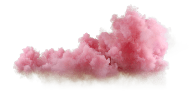 Soft pink explode clouds shapes landscape 3d render cutout png