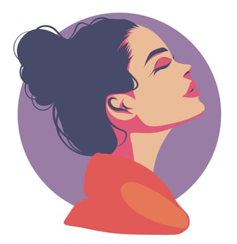 icon woman standing sideways for social network. Feminism activist. Portrait. vector