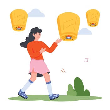 Festival Celebrations Flat Character Icons vector