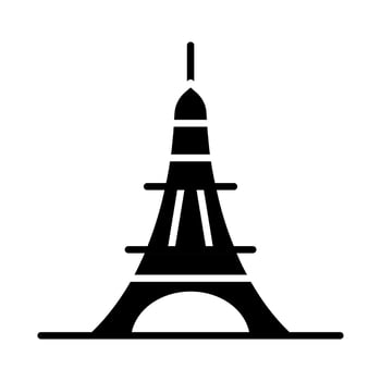 Eiffel Tower set icon. Blue tower, Paris landmark, French monument, architecture, travel, tourism, famous structure, cultural heritage. vector