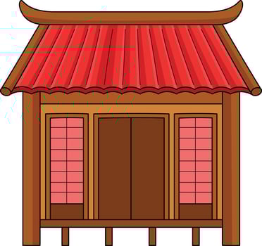 Ninja House Cartoon Colored Clipart Illustration vector