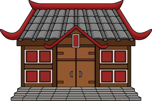 Ninja House Cartoon Colored Clipart Illustration vector