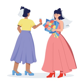 Trendy Multicultural Wedding vector