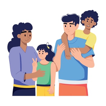 Trendy Interracial Family vector