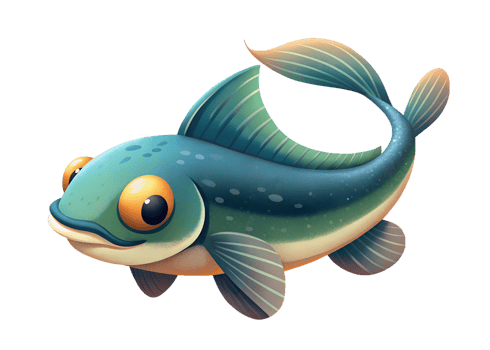 Cartoon style illustration of cute Snakehead fish isolated on transparent background png