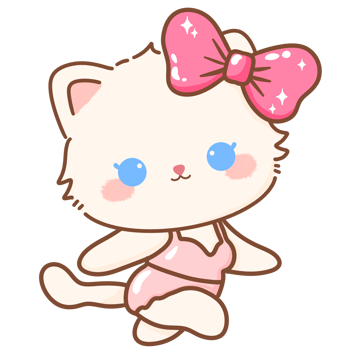 Hand drawn illustration Coquette style white kawaii cat kitty kitten wearing pink Ribbon Bow pastel color isolated on transparent background, perfect for valentines day gifts, nursery decorations png