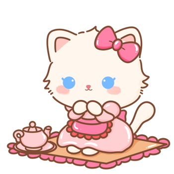 Hand drawn illustration Coquette style white kawaii cat kitty kitten wearing pink Ribbon Bow pastel color isolated on transparent background, perfect for valentines day gifts, nursery Tea party png