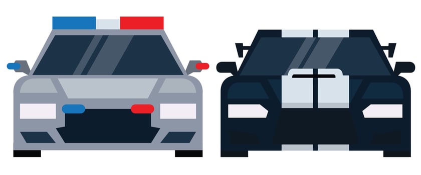 Police and criminal car. vector