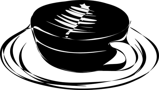 The illustrations and clipart. A black-and-white silhouette of a coffee in the glass vector