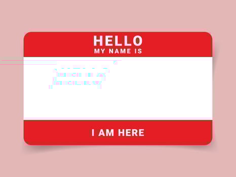 Hello, my name is - Background of sticker name tag or your text. Street art graffiti lettering template. vector