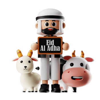3d Character Holding Blackboard Eid Al Adha Pose png