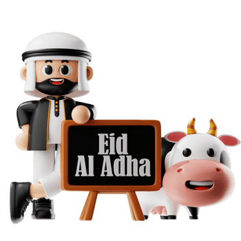 3d Character Happy Eid Al Adha Pose png