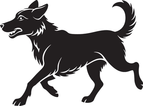 black and white running dog illustration design vector