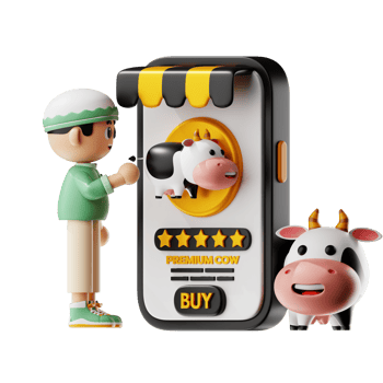 3d Character Boy Buying Cow Online Pose png